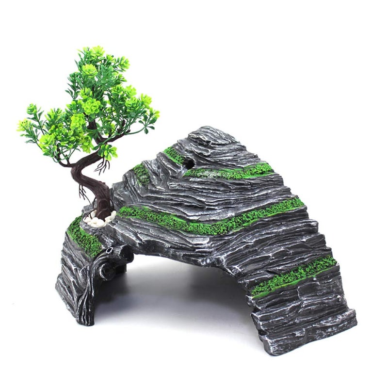 OMEM Reptile Box Shelter Terrarium Hideout Caves Turtle Ramp Basking Platform Habitat Decor Humidify Hide Cave Resin Rock - Image 1